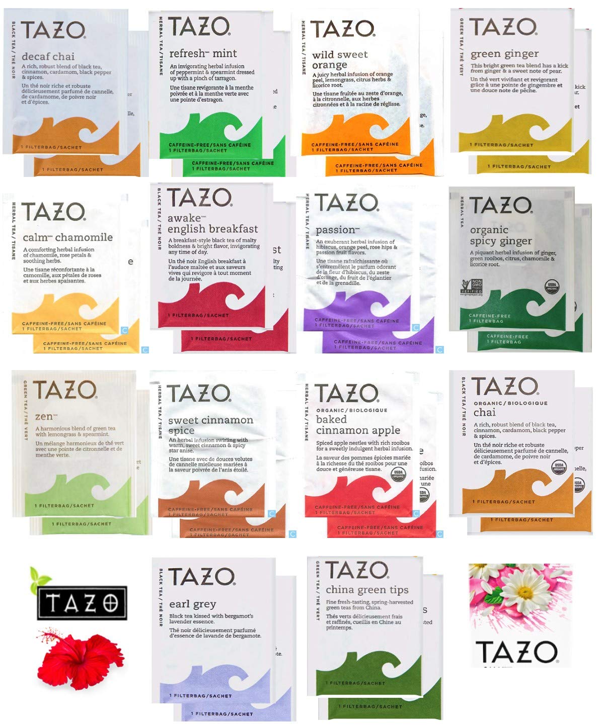 Tazo Tea Bags Sampler Assortment Gift Box - 80 Count