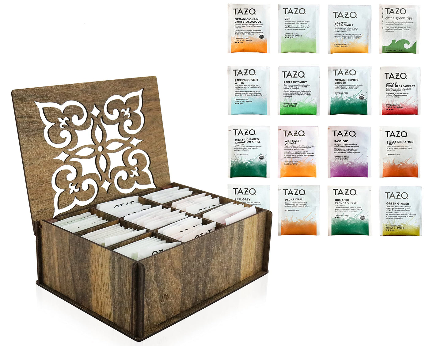 Assorted Tea Case Tazo Tea Bags Sampler Assortment Box - 80 COUNT (Walnut) – Eva's Gift ...