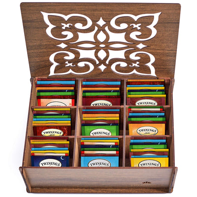 Twinings Tea Bags Sampler Assortment Box - 80 COUNT (Walnut)